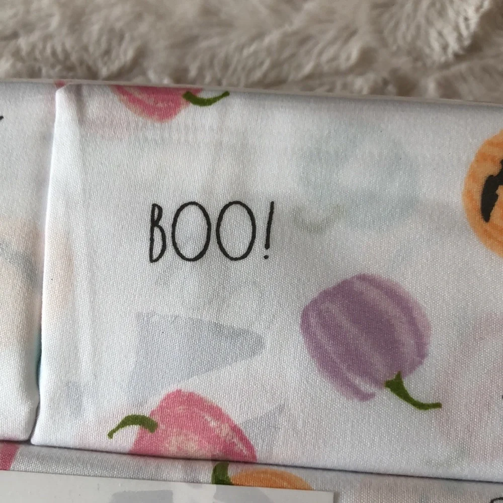 Rae Dunn BOO Halloween Pastel Pumpkins Jack O Lantern Sheet Set - QUEEN